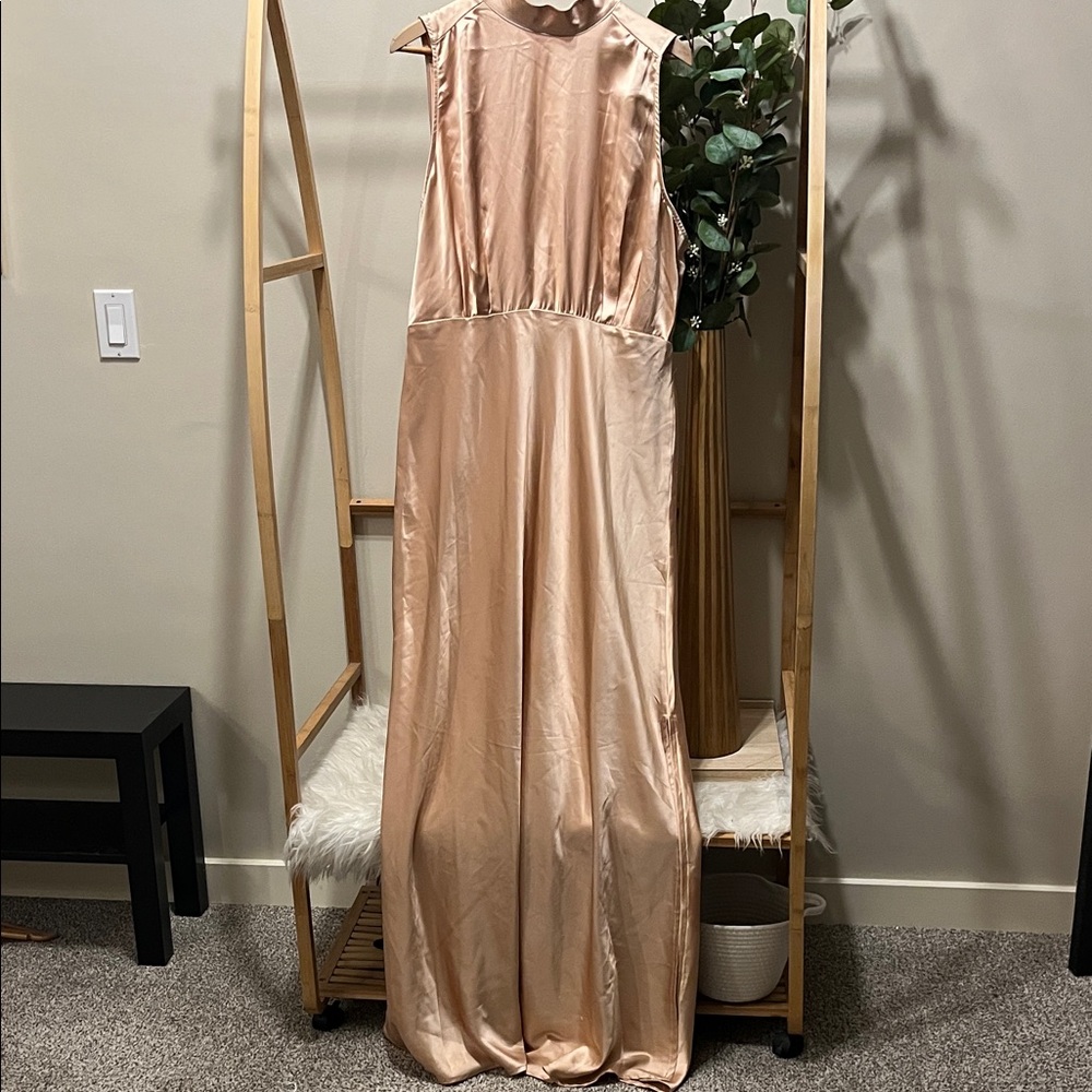 Lulu's Blush Satin Maxi Dress